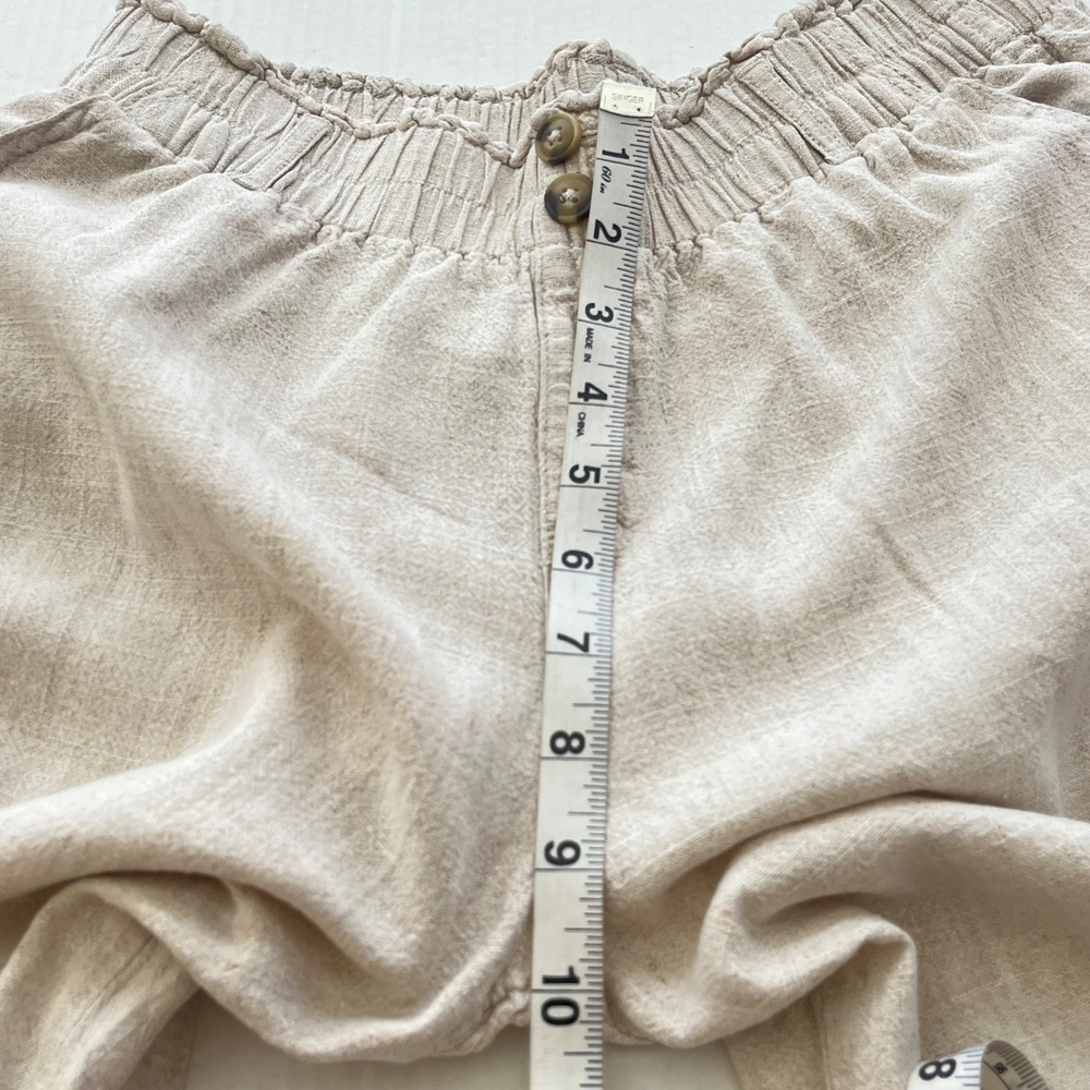 Briggs Women Linen Blend Pants Small Beige Stretch Waistband Lagenlook Vacation - Picture 5 of 8